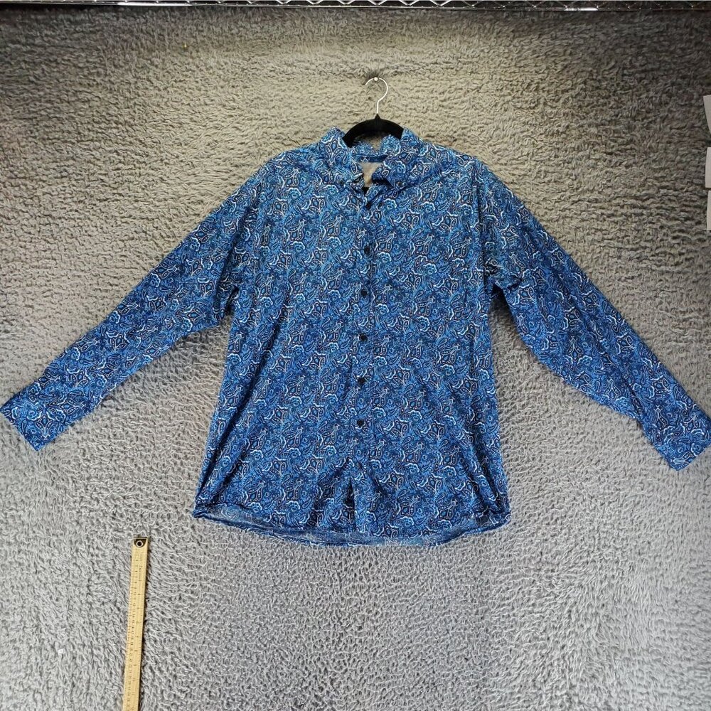 Panhandle Shirt Mens Large Blue Paisley Tuf Cooper Long Sleeve Button-Down